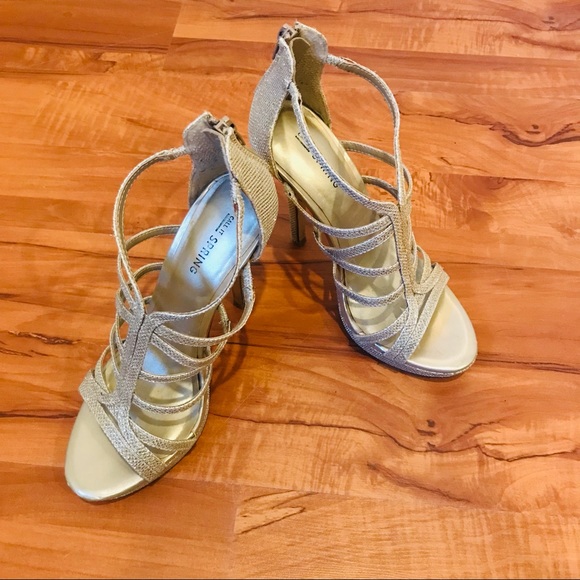 Call It Sprint Sparkling Gold Lace Up Style High Heel - Picture 2 of 5